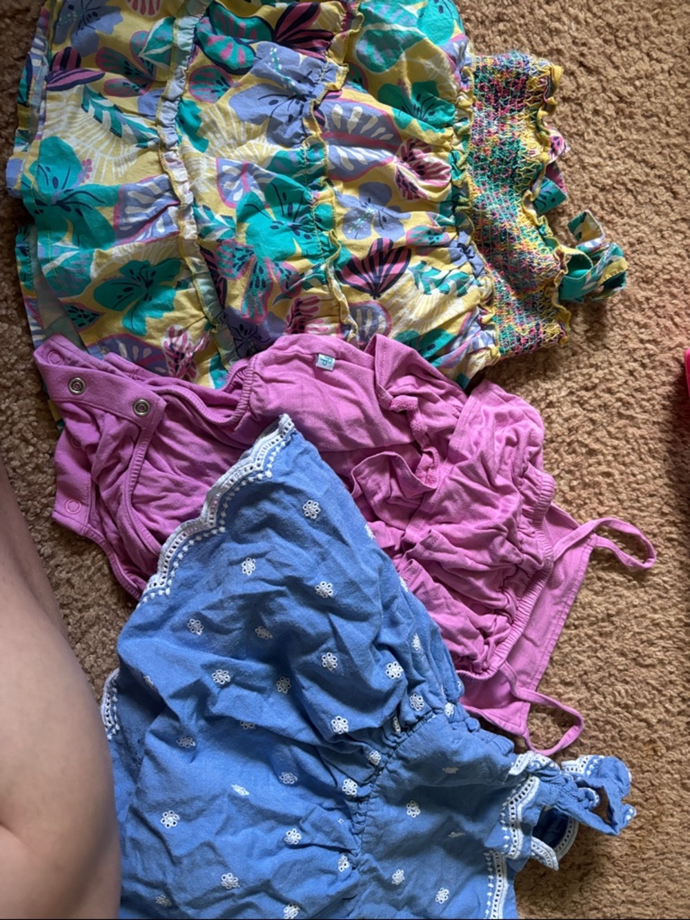 Cat & Jack Girls' Floral & Solid Mix Dress Set in Yellow, Teal, Pink, Blue